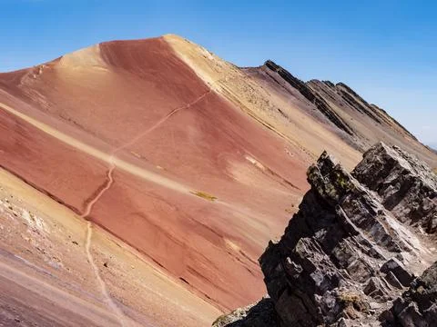 Colored rocks of the Red Valley, Cusco region, Peru Stock Photos