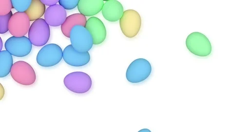 Colored rolling eggs on a black stone background with top view. Happy Easter Stock Footage 170385006
