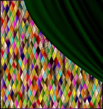 Colored romb background with green drape Stock Illustration
