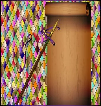 Colored romb background with old pen Stock Illustration