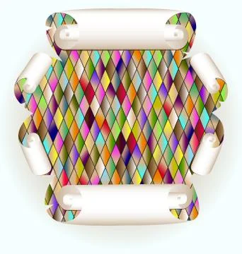 Colored romb with frame and scroll paper Stock Illustration