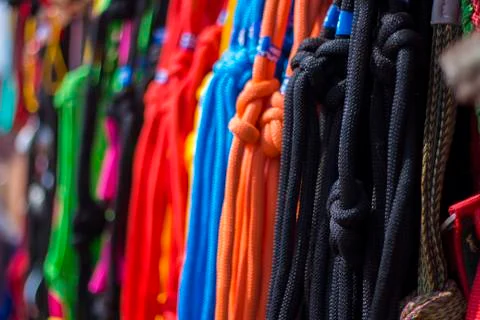 Colored rope for cattle, Shallow depth of field. Foto stock