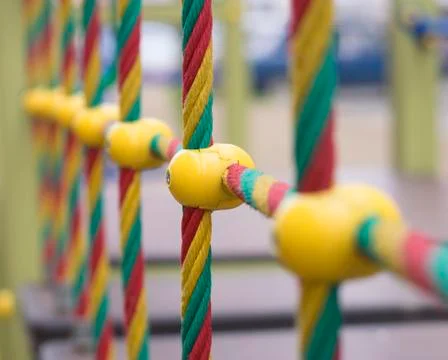 Colored ropes in the playground Stock-Fotos