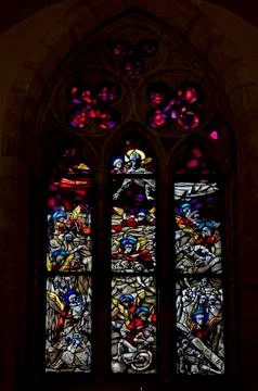 Colored rose window in  naples Stock Photos