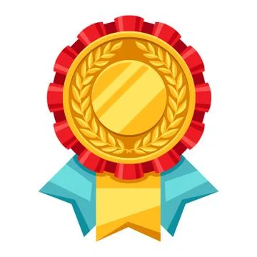 Colored rosette with gold medal. Stock Illustration