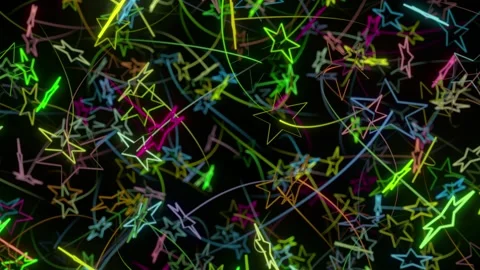 Colored rotating star shapes with trails. Seamless loop Stock Footage 166272168