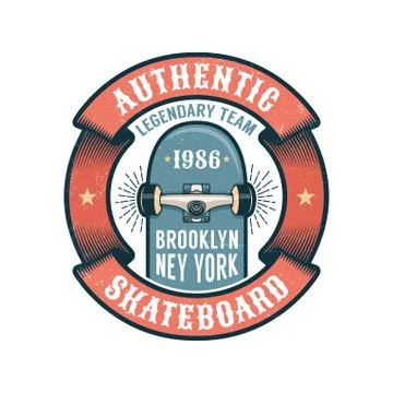 Colored round emblem with skateboard Stock Illustration