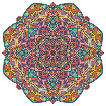 Colored round mandala. Stock Illustration