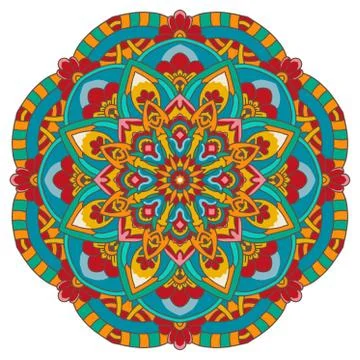 Colored round mandala. Stock Illustration