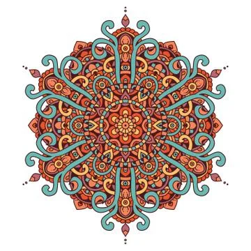 Colored round mandala. Stock Illustration