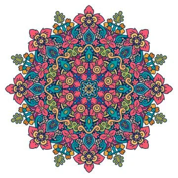 Colored round mandala. Stock Illustration