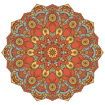 Colored round mandala. Stock Illustration
