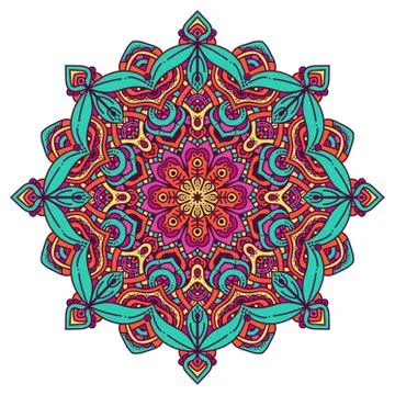 Colored round mandala. Stock Illustration