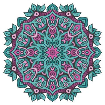Colored round mandala. Stock Illustration