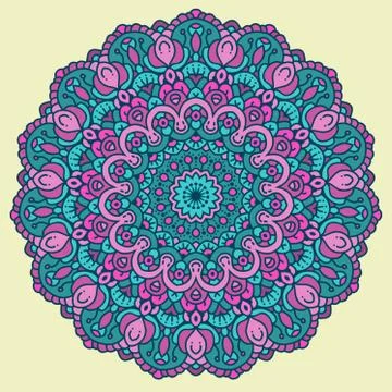 Colored round mandala. Stock Illustration