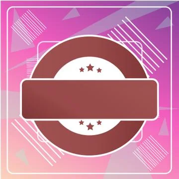 Colored Round Shape Label with Three Stars on Top and Bottom and Blank イラスト素材