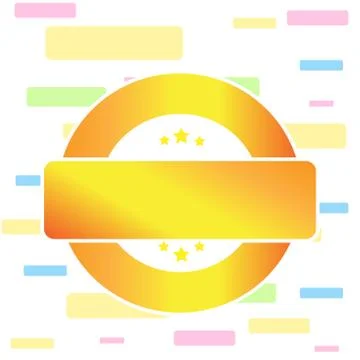 Colored Round Shape Label with Three Stars on Top and Bottom and Blank Stock Illustration