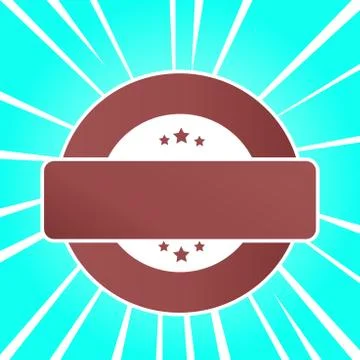 Colored Round Shape Label with Three Stars on Top and Bottom and Blank Stock Illustration