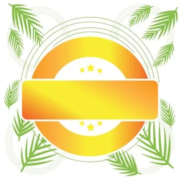 Colored Round Shape Label with Three Stars on Top and Bottom and Blank Stock Illustration