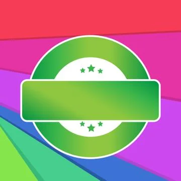 Colored Round Shape Label with Three Stars on Top and Bottom and Blank 스톡 일러스트