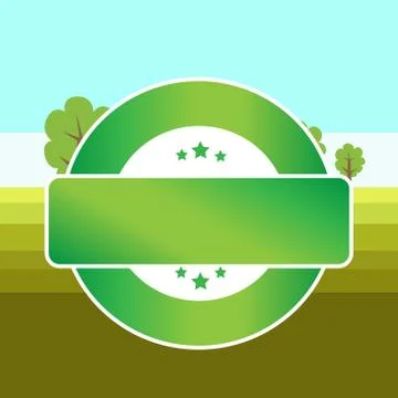 Colored Round Shape Label with Three Stars on Top and Bottom and Blank Stock Illustration