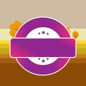 Colored Round Shape Label with Three Stars on Top and Bottom and Blank 库存插图