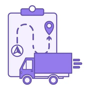 Colored Route Planning Icon. Vector Illustration. Map with Geolocation and .. Stock Illustration