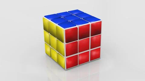 Colored rubik's cube on white background. 3D Model. 3D Model
