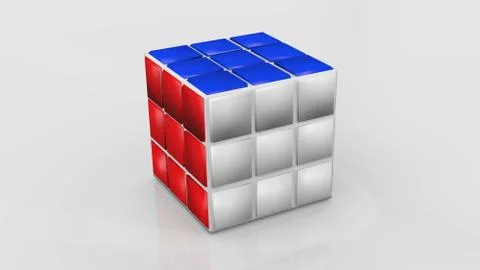 Colored rubik's cube on white background Stock Illustration