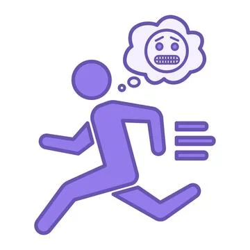 Colored Run Away Icon. Vector Illustration. Scared Man Running Away Fast. R.. Stock Illustration