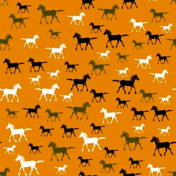 Colored Running Horse Seamless Pattern Illustrazione stock