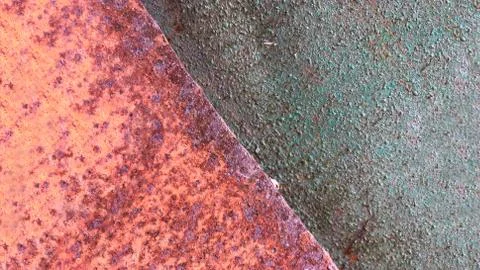 Colored rusty metal sheet. Old grunge metal texture or background, industrial Stock Photos