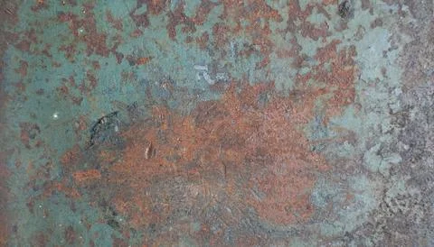 Colored rusty metal sheet. Old grunge metal texture or background, industrial Stock Photos