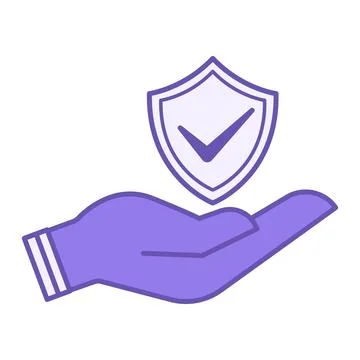 Colored Safety Icon. Vector Illustration. Shield on Hand. Protection from D.. Stockillustratie