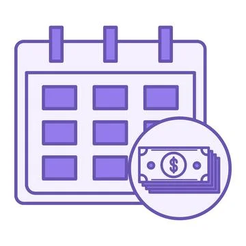 Colored Salary Icon. Vector Illustration. Calendar with Dates and Dollar Bi.. Stock Illustration