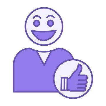 Colored Satisfaction Icon. Vector Illustration. Smiling Person and Like. Th.. Stock Illustration