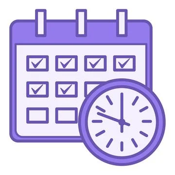 Colored Schedule Icon. Vector Icon. Calendar and Clock. Office Concept Stock Illustration