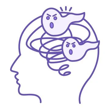 Colored Schizophrenia Icon. Vector Illustration. Mental Illness, Hallucinat.. Illustrazione stock