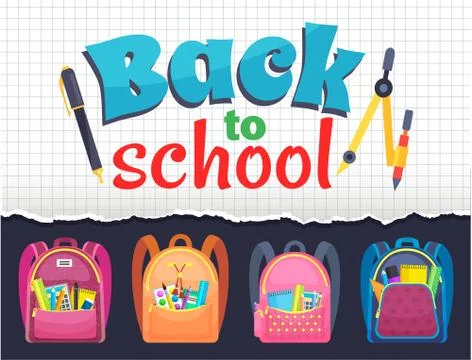 Colored School Backpack Back to School Stock Illustration