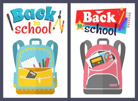 Colored School Backpack Back to School Stock Illustration