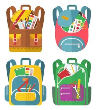 Colored School Backpack Back to School Stock Illustration