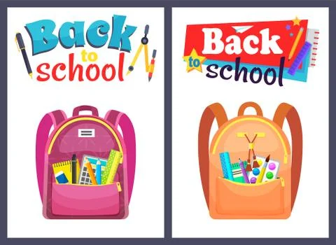 Colored School Backpack Back to School Stock Illustration
