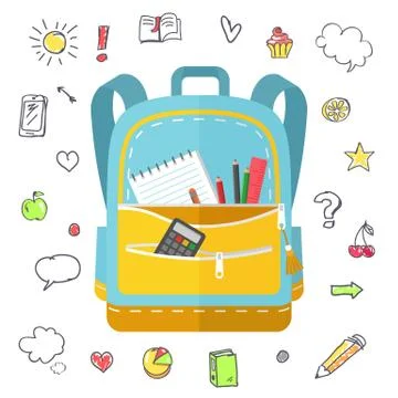 Colored School Backpack Back to School Stock Illustration