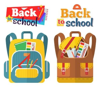 Colored School Backpack Back to School Illustrazione stock