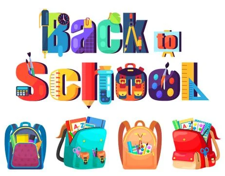 Colored School Backpack Back to School Stock Illustration