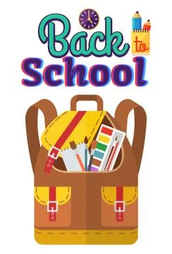 Colored School Backpack Back to School Illustrazione stock