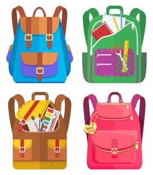 Colored School Backpack Back to School Stock Illustration