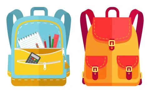 Colored School Backpack Back to School Illustrazione stock
