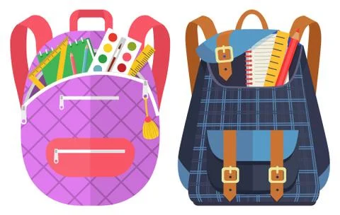 Colored School Backpack Back to School Stock Illustration