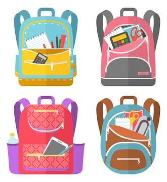 Colored School Backpack Back to School Stock Illustration